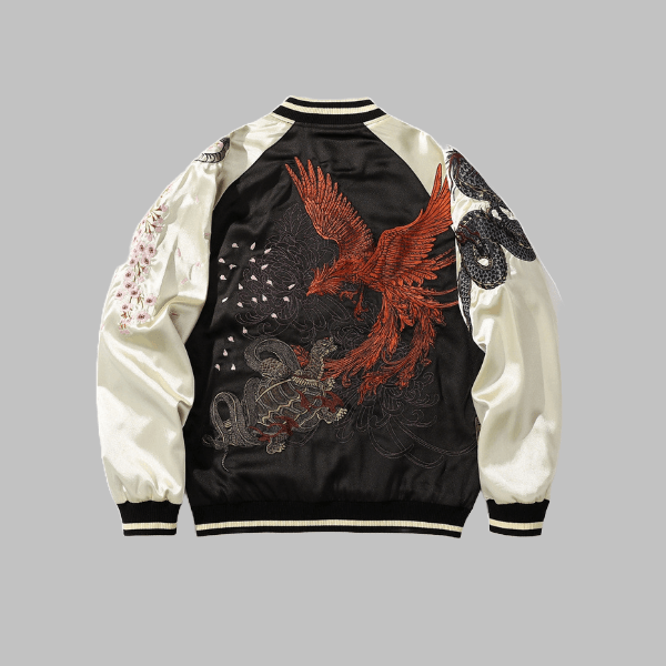 Embroidered Cotton Coat with Mythical Beasts - Zyllor