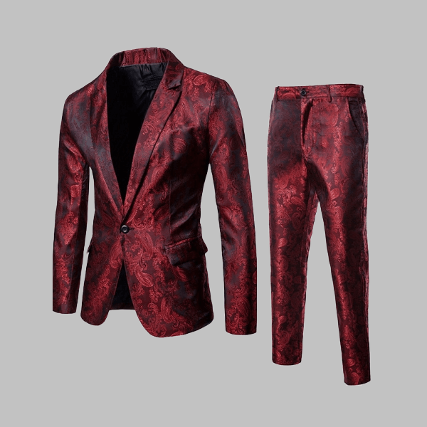 Wine Red Paisley Tuxedo - Zyllor