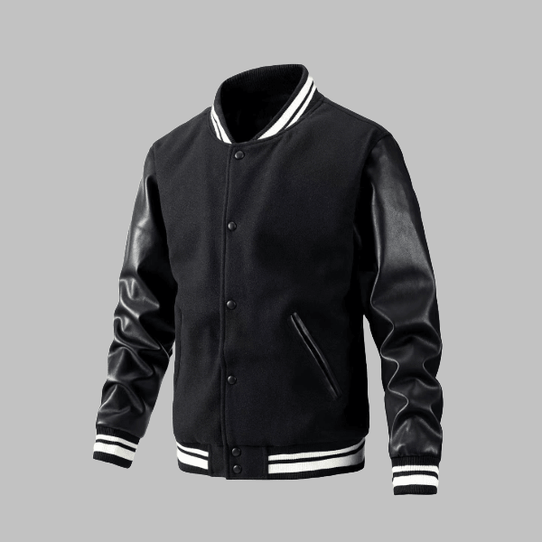 Color-Blocked Baseball Jacket with Wool - Zyllor