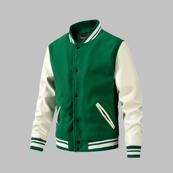 Color-Blocked Baseball Jacket with Wool - Zyllor