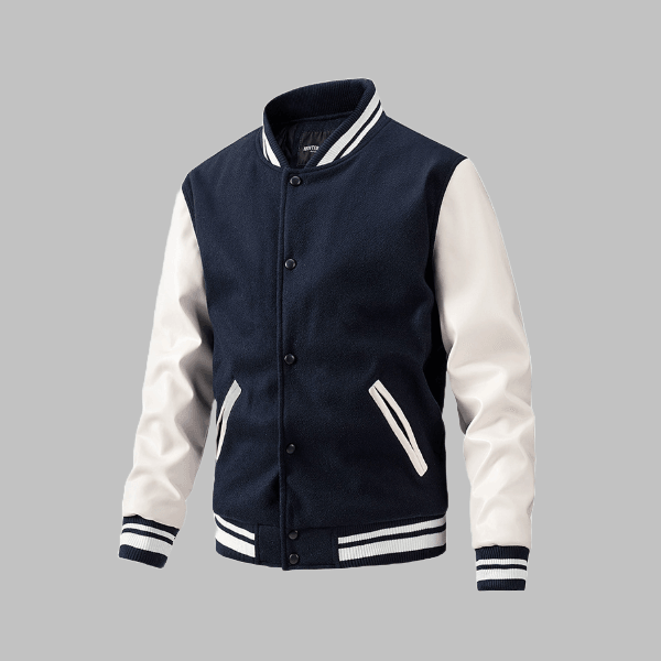 Color-Blocked Baseball Jacket with Wool - Zyllor