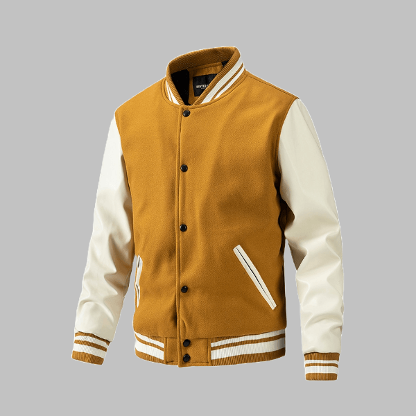 Color-Blocked Baseball Jacket with Wool - Zyllor